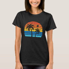 Retro solnedgång palmträd distressad strandkänsla t shirt