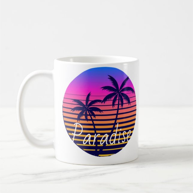 Retro solnedgång Paradis Kaffemugg (Vänster)