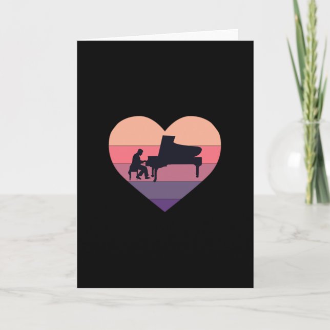 Retro solnedgång piano Flygel Kort (Framsida)