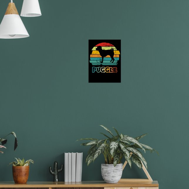 Retro Solnedgång Puggle Poster (Vardagsrum 1)
