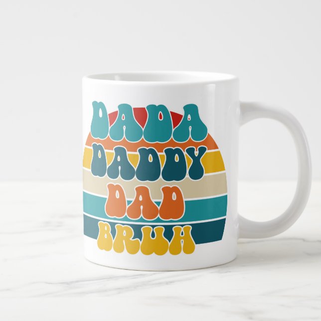Retro solnedgång Rolig Dada Pappa Pappa Bror  Jumbo Mugg (Höger)