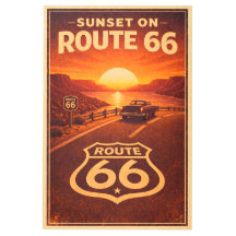 Retro solnedgång Route 66 Vintage resemålning