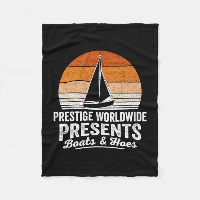 Retro solnedgång segelbåt rolig båtliv segling fleecefilt (Framsidan)