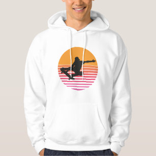 Retro solnedgång skateboardåkare hoodie