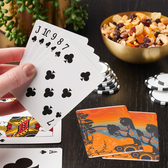 Retro solnedgång skogslandskap abstrakt casinokort (Skapare uppladdad)