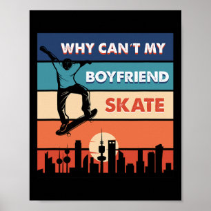 Retro Solnedgång Stad Skater Poster