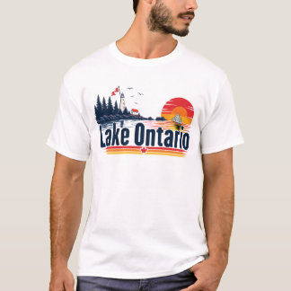 Retro solnedgång Stora sjöarna Lake Ontario T Shirt