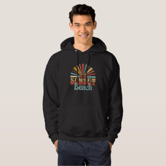 Retro Solnedgång Strand Vintage Typografi Hoodie