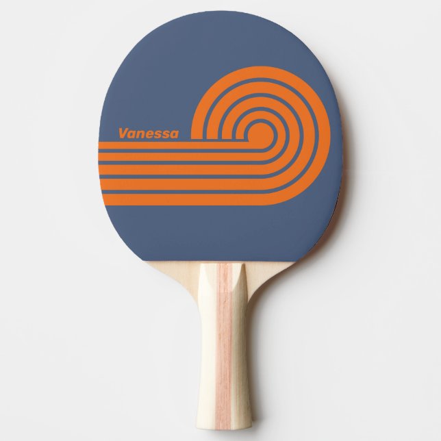 Retro Solnedgång Strandlinje Lockiga Ränder med Na Pingisracket (Framsidan)