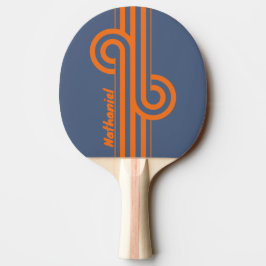 Retro Solnedgång Strandlinje Randig Loop med Namn Pingisracket