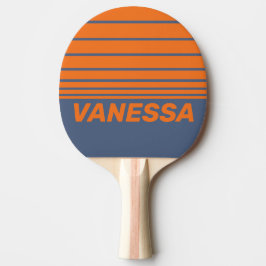 Retro Solnedgång Strandlinje Tre Horisontella Ränd Pingisracket