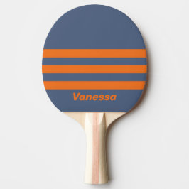Retro Solnedgång Strandlinje Tre tvärstreck & Namn Pingisracket