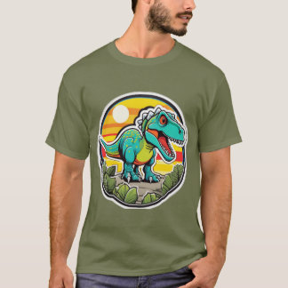 Retro Solnedgång T-Rex Dinosaurie T Shirt