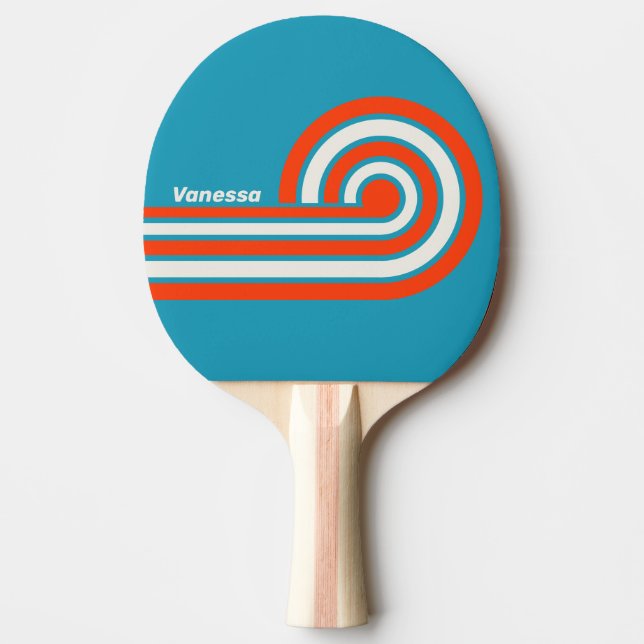 Retro Solnedgång Tidvatten Rush Curl Ränder med Na Pingisracket (Framsidan)