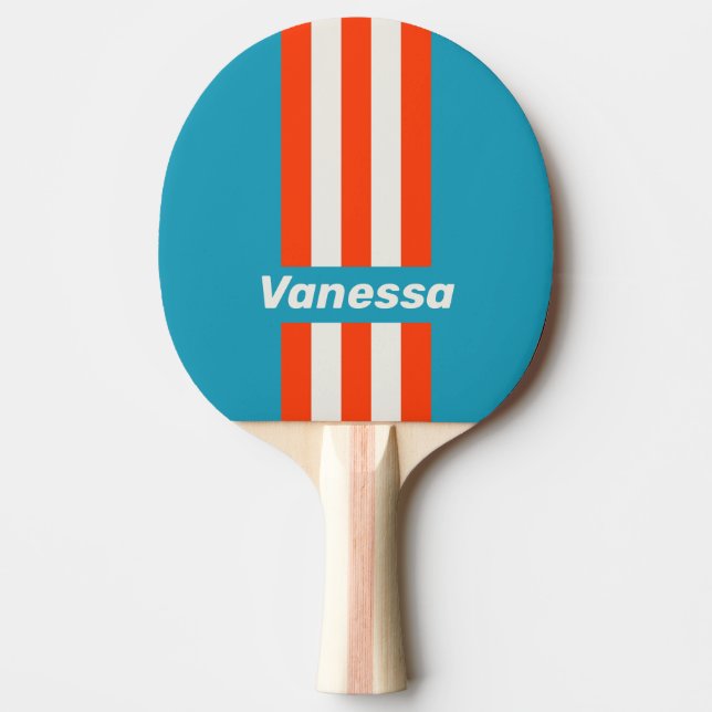 Retro Solnedgång Tidvatten Rush Pin Ränder med Nam Pingisracket (Framsidan)