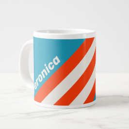 Retro Solnedgång Tidvatten Rush Ränder med namn Jumbo Mugg