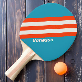 Retro Solnedgång Tidvatten Rush Ränder med namn Pingisracket
