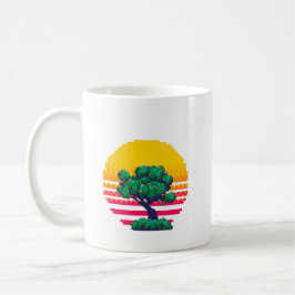 Retro Solnedgång Träd Äventyr Kaffemugg