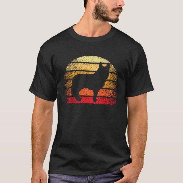 Retro Solnedgång Tysk Shepherd Hund Tema T Shirt (Framsida)