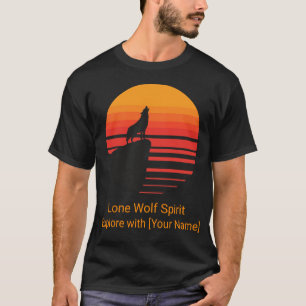 Retro Solnedgång Varg Ylande Personlig T Shirt