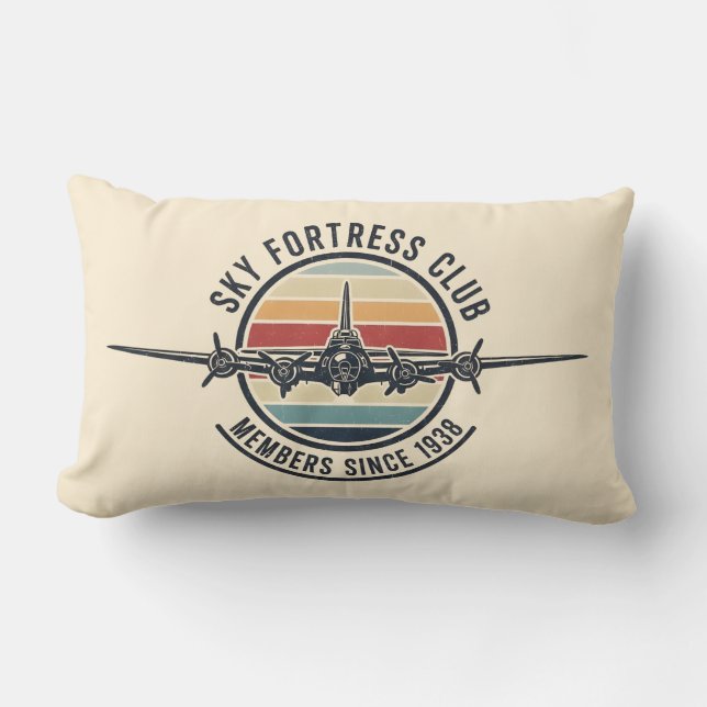 Retro solnedgång Vintage B-17 Aviation Lumbarkudde (Framsida)