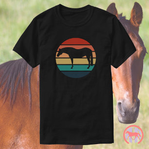 Retro Solnedgång Western Quarter Horse Siluett T Shirt