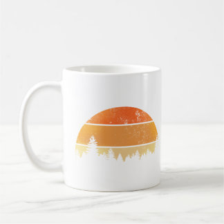 Retro Solnedgångs Skog Kaffemugg