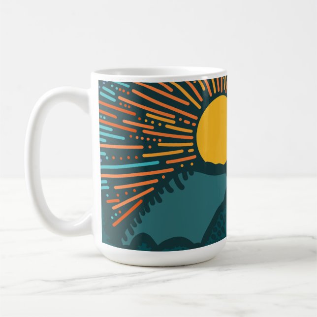 Retro Solnedgångsberg Kaffemugg (Vänster)