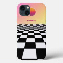 Retro Solnedgångsgradient Rutigt Mönster
