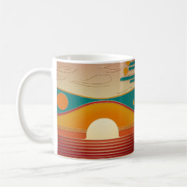 Retro Solnedgångslinjer Estetisk Klassisk Kaffemug Kaffemugg