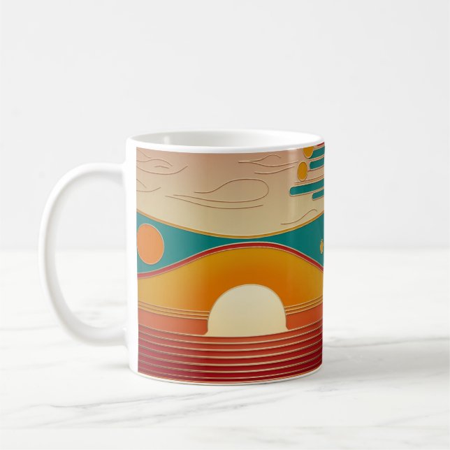 Retro Solnedgångslinjer Estetisk Klassisk Kaffemug Kaffemugg (Vänster)