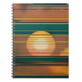 Retro Solnedgångslinjer Estetisk Spiralantecknings Anteckningsbok