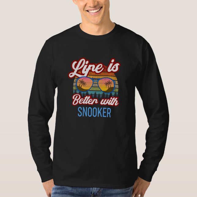 Retro Solnedgångsslogan   Med Snooker T Shirt (Framsida)