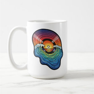 Retro solnedgångsvåg vinyl estetik kaffemugg