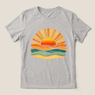Retro Solnedgångsvågor Kvinnors Minimalistisk T-Sh T Shirt