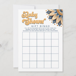 Retro Solros Baby Shower Gift Bingo Game Inbjudningar