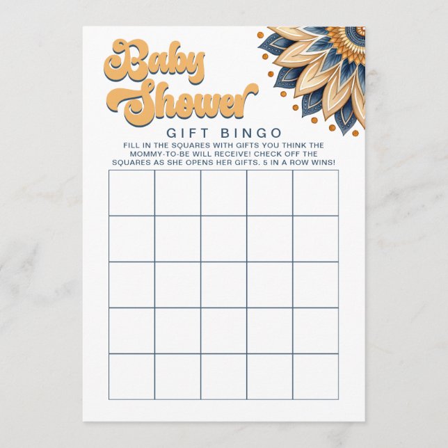 Retro Solros Baby Shower Gift Bingo Game Inbjudningar (Framsida)