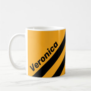 Retro Solros Buzz Tre Ränder med Namn Kaffemugg