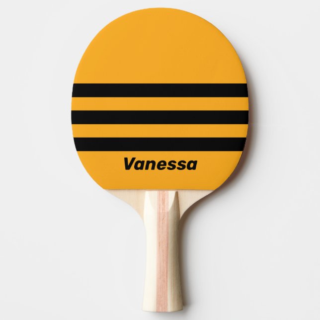 Retro Solros Buzz Tre Tvärgående Rand med Namn Pingisracket (Framsidan)