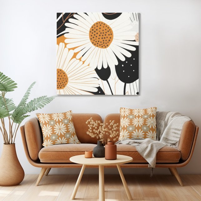 Retro Solros Canvastryck (Mix n' match in retro mid century modern style with a  retro floral canvas from Wild on Flowers)