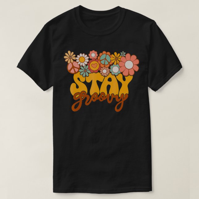 Retro Solros Hippie Håll dig cool Positivt sinne H T Shirt (Design framsida)
