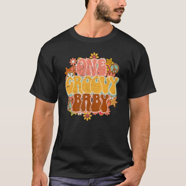 Retro Solros Hippie One Groovy Positive Mind Ha T Shirt (Framsida)