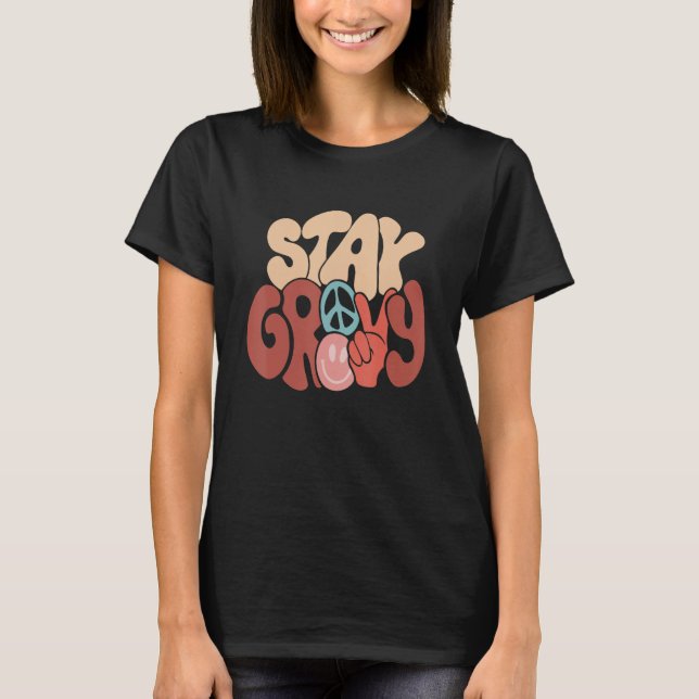 Retro Solros Hippie Stanna Groovy Positive Mind H T Shirt (Framsida)