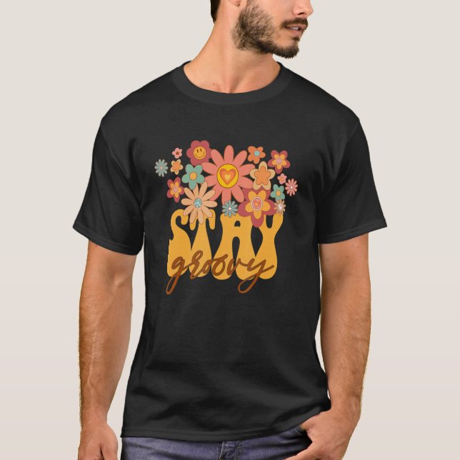 Retro Solros Hippie Stanna Groovy Positive Mind H T Shirt (Framsida)