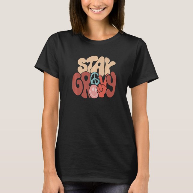 Retro Solros Hippie Stanna Groovy Positive Mind H T Shirt (Framsida)