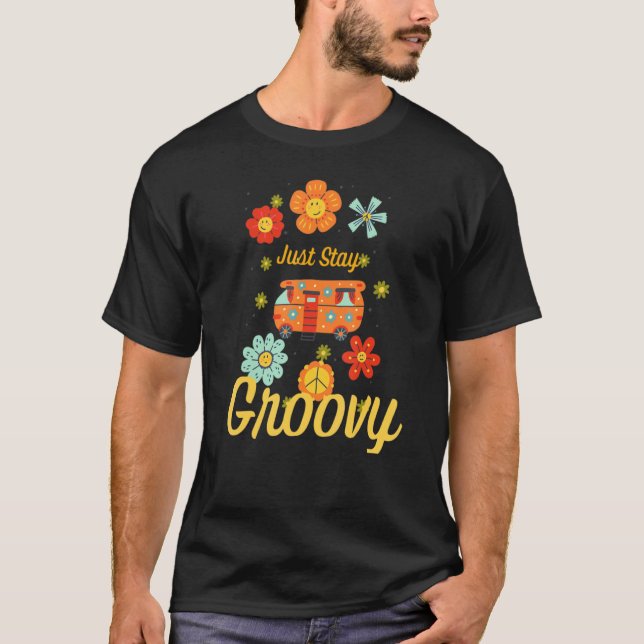 Retro Solros Hippie Stanna Groovy Positive Mind H T Shirt (Framsida)