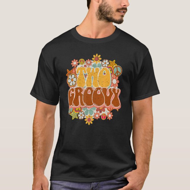 Retro Solros Hippie Two Groovy Positive Mind Ha T Shirt (Framsida)