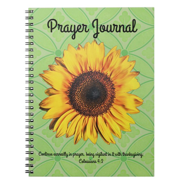 Retro Solros Prayer Journal Colossians 4:2 Anteckningsbok (Framsidan)