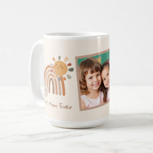 Retro Solsken Bästa Mamma Nånsin Boho Regnbåge Kaffemugg
