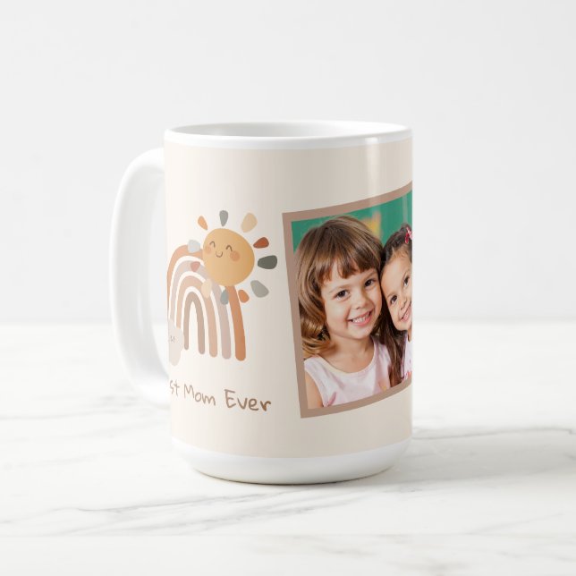 Retro Solsken Bästa Mamma Nånsin Boho Regnbåge Kaffemugg (Framsida vänster)